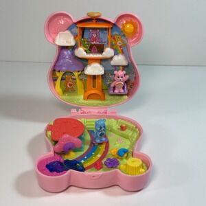 Polly Pocket Care Bears Collector Compact Pink Bear Playset Mattel 2024 w/ bears